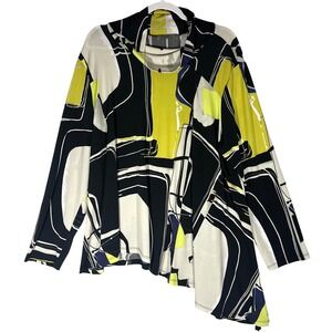 Chalet et Ceci Janira Abstract Asymmetric Mock Neck Tunic Top Sz 1X Artsy Y22450
